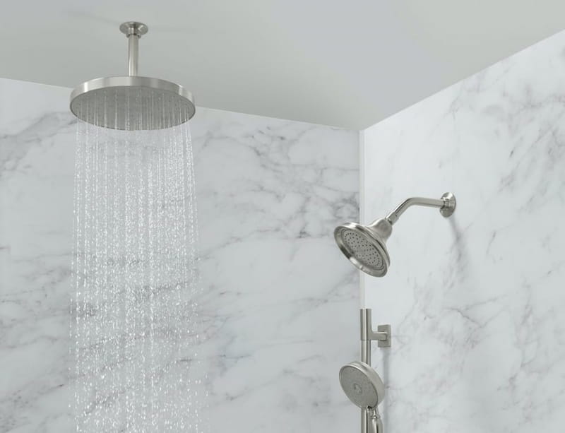 Ceiling or Wall-Mounted Showerheads to Save Space