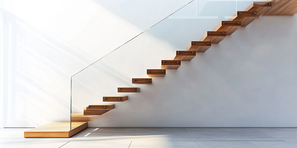 Floating Staircases with Glass Railings